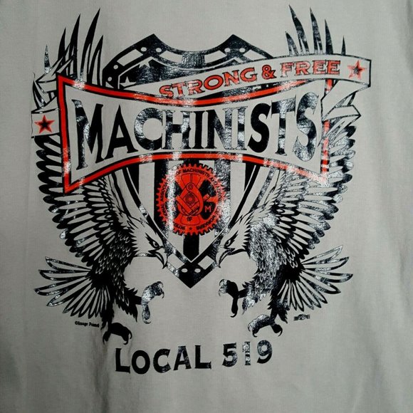 Union Made in USA Machinists Aerospace Union Size 3XL Local 519 Gray T Shirt - Picture 1 of 5